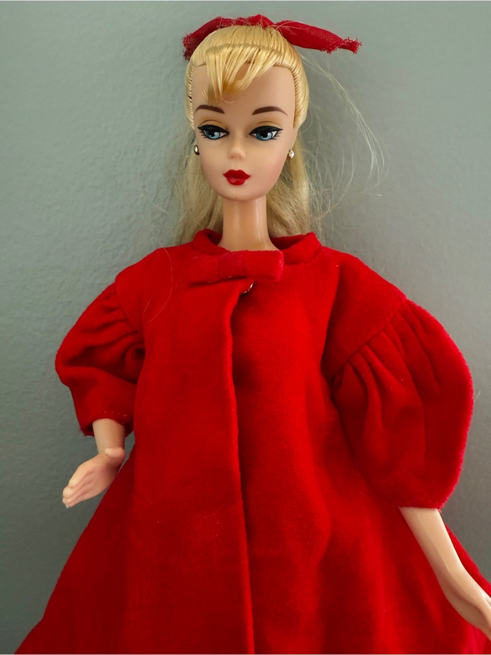 Vintage 1960s Mattel Barbie Red Velvet Flare Coat #
